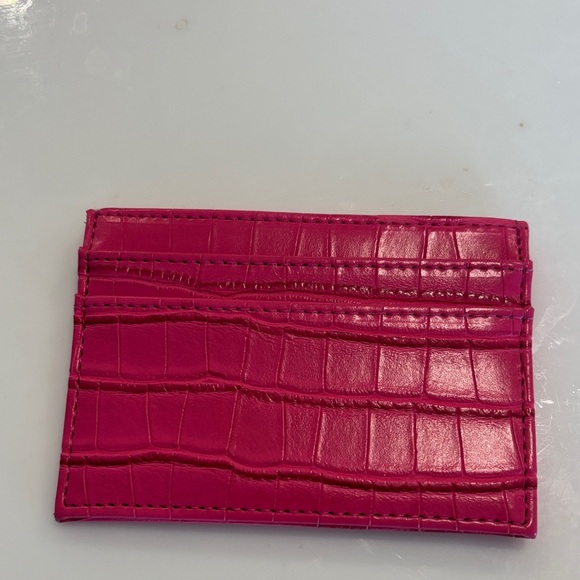Pink Crocodile-Embossed Card Holder - Picture 1 of 2